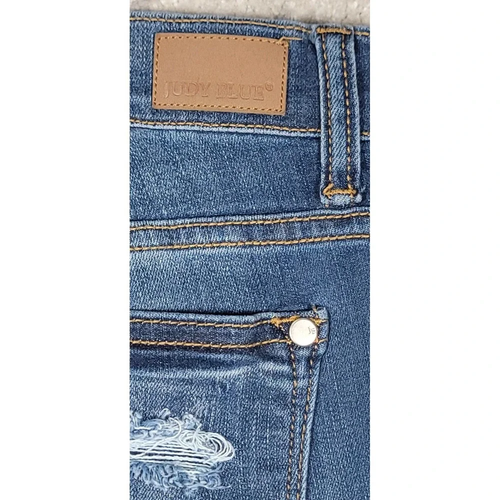Judy Blue Straight Fit Jeans Womens Sz 9/29x31 Distressed Stretch Denim JB8277DK